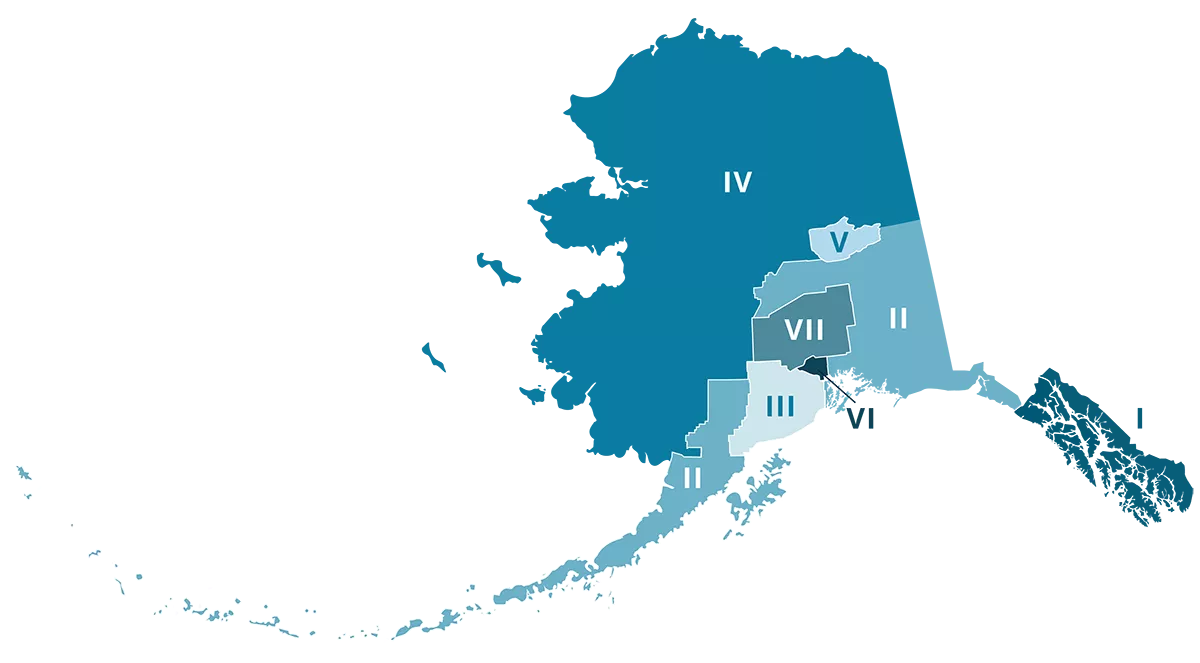 A map of of the regions of NEA-Alaska