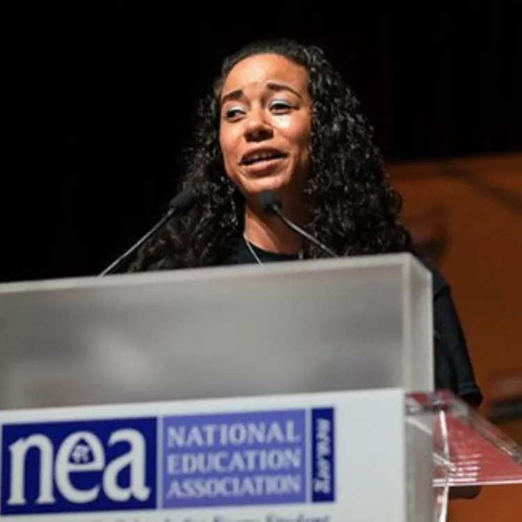 Winter Marshall-Allen giving speech