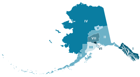 A map of of the regions of NEA-Alaska